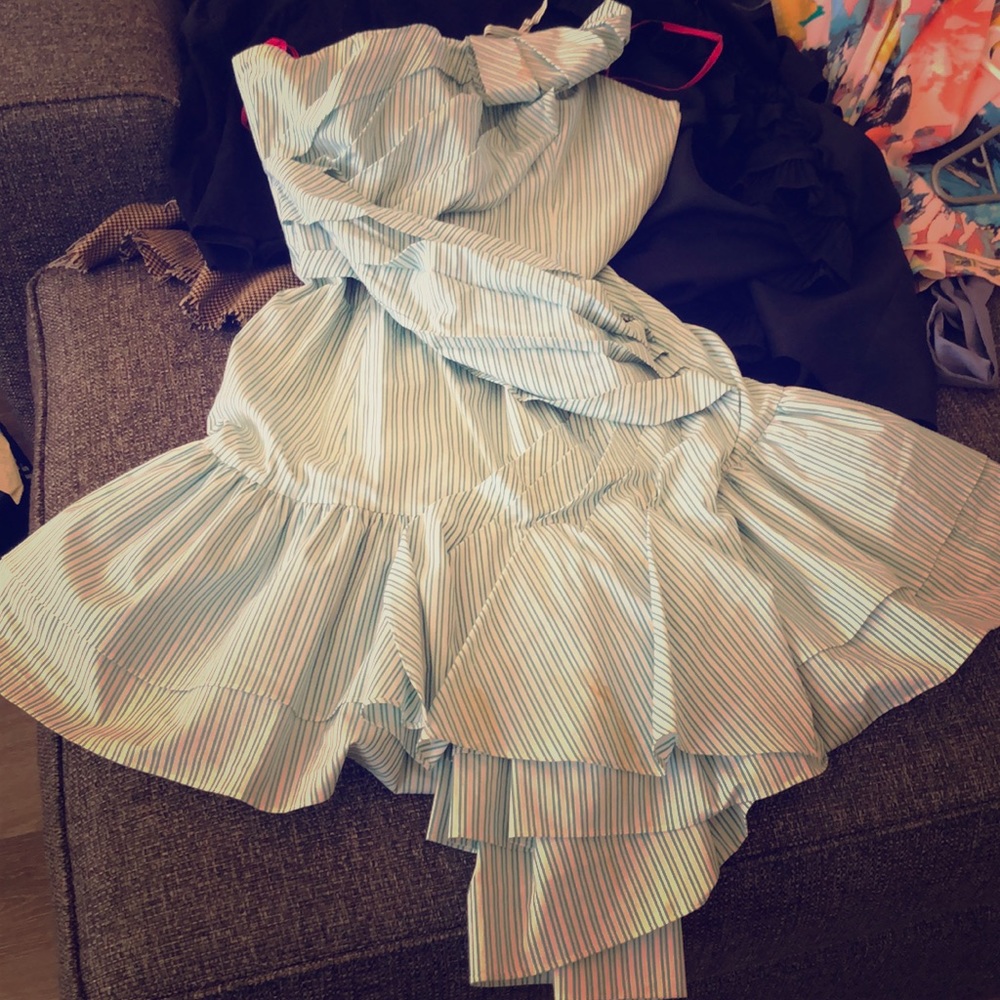 Betsy Johnson Runway s4 green & white stripe dress